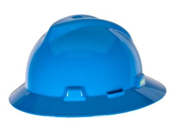 MSA 475368 V-gard Hard Hat Full Brim With Ratchet Suspension Standard Blue for sale online 