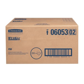 Kimberly-Clark Wypall X50 White Hydroknit Wiper - 1/4 Fold - Box - 200 sheets per box - 23.5 in Overall Length - 12.5 in Width - 06053