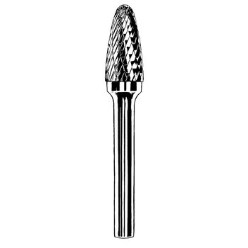 Picture of Dynabrade Carbide Double Cut SF-42 1/8 in Rounded Tree Abrasive Burr 93344 (Main product image)