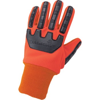 Global Glove Cotton Corded with Impact Protection Orange One Size Cotton/Polyester Work Gloves - C19OCPB