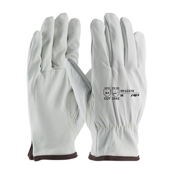 PIP 09-LC418 White Medium Grain Goatskin Cut-Resistant Gloves - ANSI A4 Cut Resistance - 9.4 in Length - 09-LC418/M