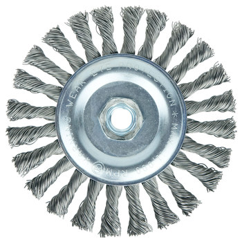 Weiler Wolverine 36224 Wheel Brush - 6 in Dia - Knotted - Standard Twist Steel Bristle