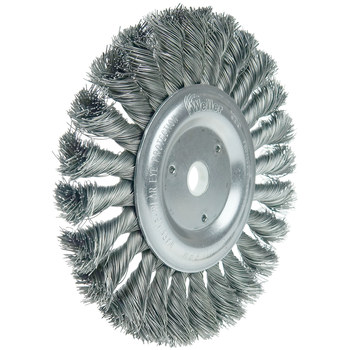 Weiler 08095 Wheel Brush - 6 in Dia - Knotted - Standard Twist Steel Bristle