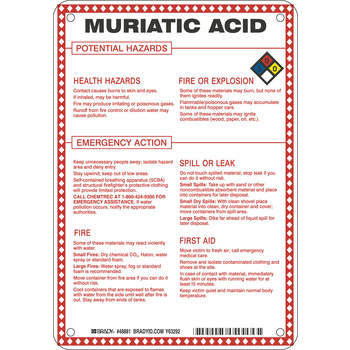 Picture of Brady B-120 Fiberglass Reinforced Polyester Rectangle White English Chemical Warning Sign part number 48881 (Main product image)