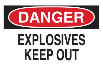 Picture of Brady B-401 Polystyrene Rectangle White English Explosives Warning Sign part number 25659 (Main product image)