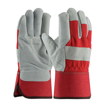 Picture of PIP 78-7825 Gray/Red Large Split Cowhide Leather Full Fingered Work Gloves (Main product image)