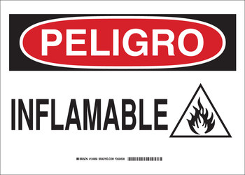 Picture of Brady B-401 Polystyrene Rectangle White Spanish Flammable Material Sign part number 124954 (Main product image)