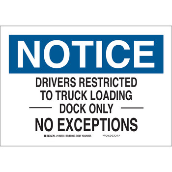 Picture of Brady B-302 Polyester Rectangle White English Truck & Forklift Warehouse Traffic Sign part number 129533 (Main product image)