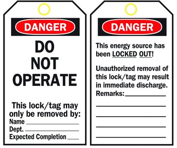 Brady 66050 Lockout / Tagout Tag, 3 in x 5 3/4 in, Polyester, Black ...