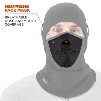Ergodyne N-Ferno 6827 Black Neoprene/Polyester Fleece Cold Weather Balaclava Hood - Hook & Loop - 720476-16827