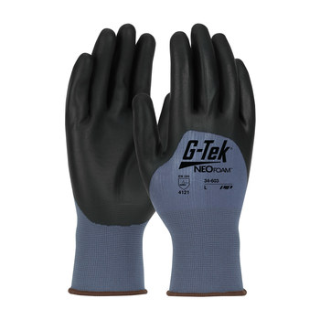 PIP G-Tek 34-603 Black/Blue Large Nylon Cut-Resistant Glove - NeoFoam Palm & Fingers Coating - 9.6 in Length - 34-603/L