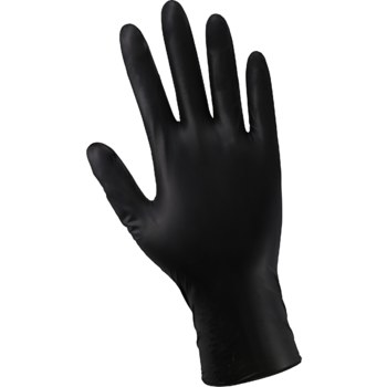 Global Glove Panther-Guard Black XL Powder Free Disposable Gloves - Industrial Grade - 9.5 in Length - Smooth Finish - 5 mil Thick - 405BPF-XL