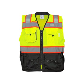 Global Glove FrogWear HV High-Visibility Surveyor's Vest GLO-099-4XL - Size 4XL - High-Visibility Yellow/Green & Orange - 29403