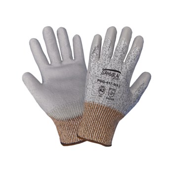 Global Glove Samurai Glove Tuffalene Salt & Pepper Large Tuffalene UHMWPE Cut-Resistant Gloves - ANSI A2 Cut Resistance - Polyurethane Palm Coating - Smooth Finish - PUG-417 LG