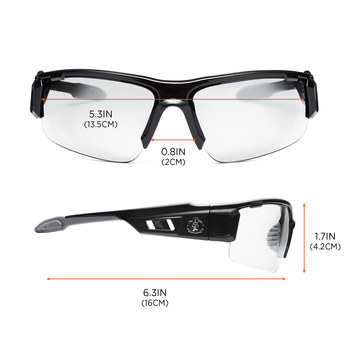 Ergodyne Skullerz Dagr Universal Polycarbonate Safety Glasses Clear Lens - Black Frame - Half Frame - 720476-52000