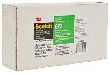 3M Scotch 822 Clear Package Repair Sheet - 4 in Width x 6 in Length - 3.1 mil Thick - 74953