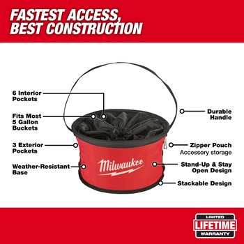Milwaukee Red Ballistic Material Organizer Bag - 5.0 Length - 11.0 Wide - 48-22-8170