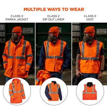 Ergodyne Glowear Cold Condition Jacket 8385 24374 - Size Large - High-Visibility Orange