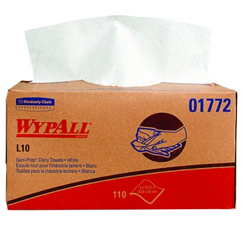 Kimberly-Clark Wypall L10 Wiper 01772, Paper, - 9 in x 10.25 in - White