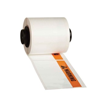 Picture of Brady ToughBond Black, Orange on White Polyester Thermal Transfer M6-38-483-WARNING Printer Labels (Main product image)