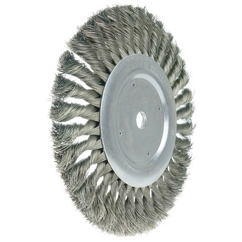 Weiler Vortec Pro 36279 Wheel Brush - 8 in Dia - Knotted - Standard Twist Steel Bristle