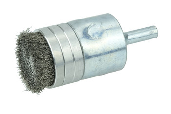 Weiler Stainless Steel Cup Brush - Unthreaded Stem Attachment - 1 in Diameter - 0.006 in Bristle Diameter - 11114
