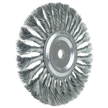 Weiler 08835 Wheel Brush - 7 in Dia - Knotted - Standard Twist Steel Bristle