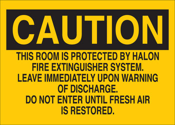 Picture of Brady B-555 Aluminum Rectangle Yellow English Fire Extinguishing System Sign part number 43221 (Main product image)