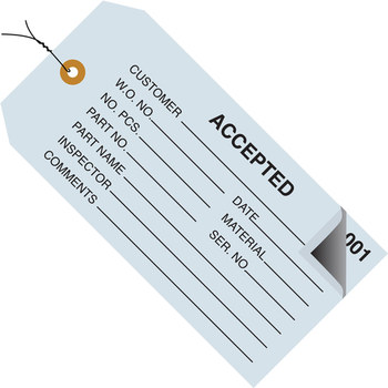 Picture of Blue Metal Grommet 13 Point Cardstock 9404 Inspection Tags 2 Part - Numbered 000-499 - Pre-Wired (Main product image)