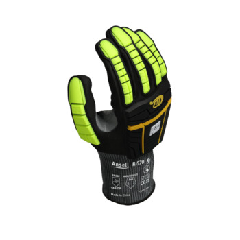 Ansell Ringers R570 Black 11 Nitrile Impact-Resistant Gloves - Light Duty Grade - Nitrile Coating - R570110
