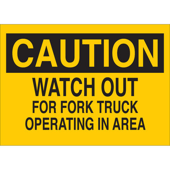 Picture of Brady B-120 Fiberglass Reinforced Polyester Rectangle Yellow English Truck & Forklift Warehouse Traffic Sign part number 74442 (Main product image)