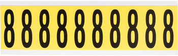 Picture of Brady 34 Series Black on Yellow Indoor Vinyl Cloth 34 Series 3440-8 Number Label (Main product image)