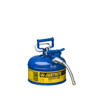 Picture of Justrite Accuflow Blue Steel Leak-Proof, Pressure-Relief Vent, Self-Closing 1 gal Safety Can (Main product image)