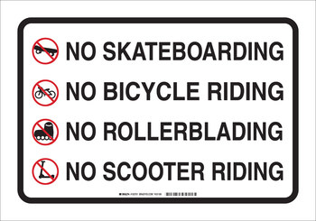 Picture of Brady B-959 Aluminum Rectangle White English Prohibited Activities Sign part number 103701 (Main product image)