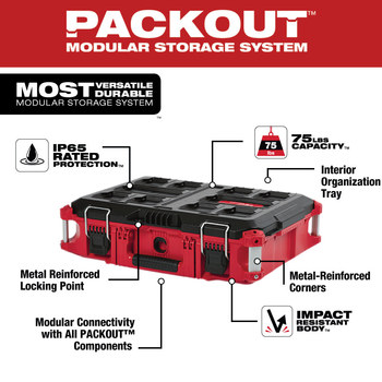 Milwaukee PACKOUT Red Tool Box - 22.1 in Length - 16.1 in Wide - 48-22-8424