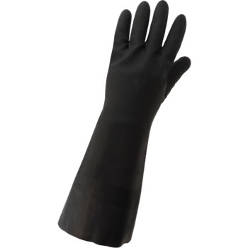 Global Glove FrogWear Black One Size Fits All Supported Chemical-Resistant Gloves - 15 in Length - Rough Finish - 22 mil Thick - 245CT