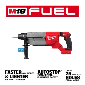 Milwaukee M18 FUEL SDS-Plus Rotary Hammer 2916-20 - 1.25 in Chuck - 9.2 lb - M18 REDLITHIUM Battery