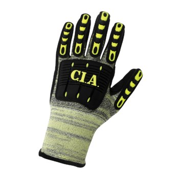 Global Glove Aralene CIA609MF Black/Yellow Large Cut-Resistant Gloves - ANSI A4 Cut Resistance - Nitrile Palm & Fingers Coating - CIA609MF/LG