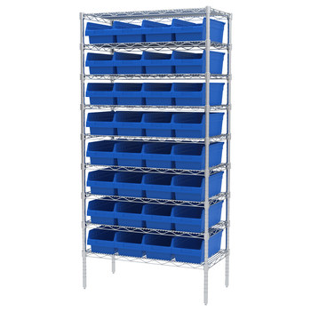 Picture of Akro-Mils AWS183630088 Shelfmax 2000 lb Adjustable Blue Chrome Steel Open Fixed Shelving System (Main product image)