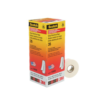 3M Scotch 35 White PVC Insulating Tape - 3/4 in x 66 ft - 0.75 in Wide - 7 mil Thick - 10828
