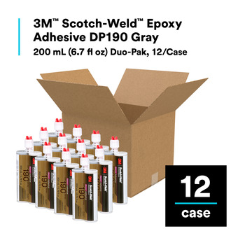 3M Scotch-Weld 190 Gray Two-Part Epoxy Adhesive - Base & Accelerator (B/A) - 200 ml Dual Cartridge - 87840