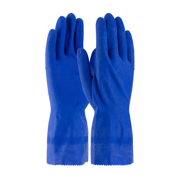 Picture of PIP Assurance 47-L161B Blue Small Latex Unsupported Chemical-Resistant Gloves (Main product image)