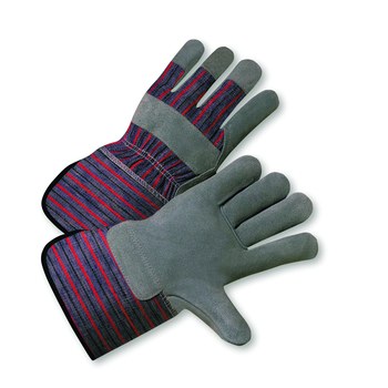 Picture of West Chester 848 Blue/Red Large Split Cowhide Canvas/Leather Full Fingered Work Gloves (Main product image)