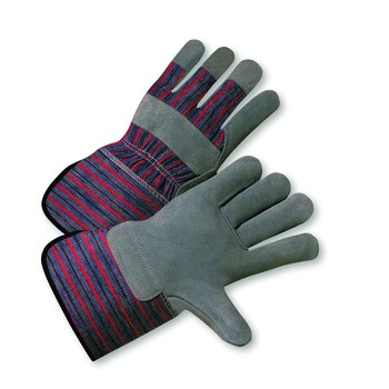 Picture of West Chester 848 Blue/Red Medium Split Cowhide Canvas/Leather Full Fingered Work Gloves (Main product image)