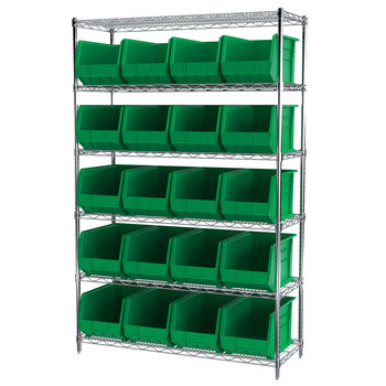 Picture of Akro-Mils AWS184830260 Akrobin 2000 lb Adjustable Green Chrome Steel Open Fixed Shelving System (Main product image)