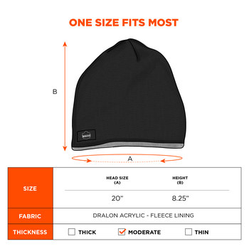 Ergodyne N-Ferno 6818 Black Universal Dralon Acrylic Cold Weather Knit Cap - 720476-16818