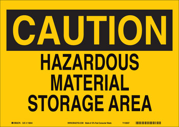 Picture of Brady B-563 High Density Polypropylene Rectangle Yellow English Hazardous Material Sign part number 116209 (Main product image)