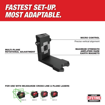 Milwaukee Black Reinforced Nylon 360 Laser Bracket - 5.7 in Length - 3.4 in Wide - 5.2 in Thick - 48-35-1311