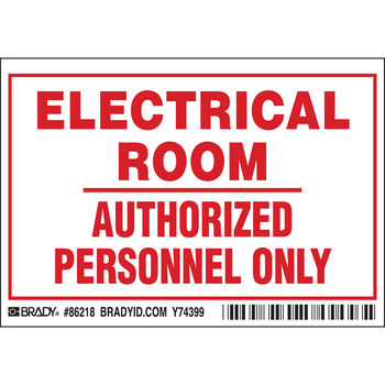 Picture of Brady Red on White Rectangle Laminated Indoor / Outdoor Polyester 86218 Access & Security Label (Main product image)