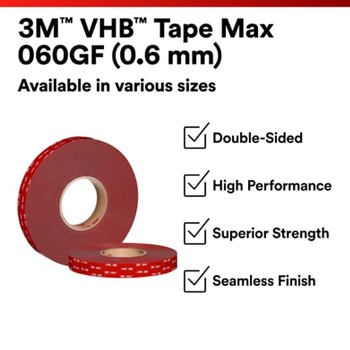 3M VHB 7100364484 Gray Tape Film Liner - 1/2 in Width x 36 yd Length - 25 mil Thick